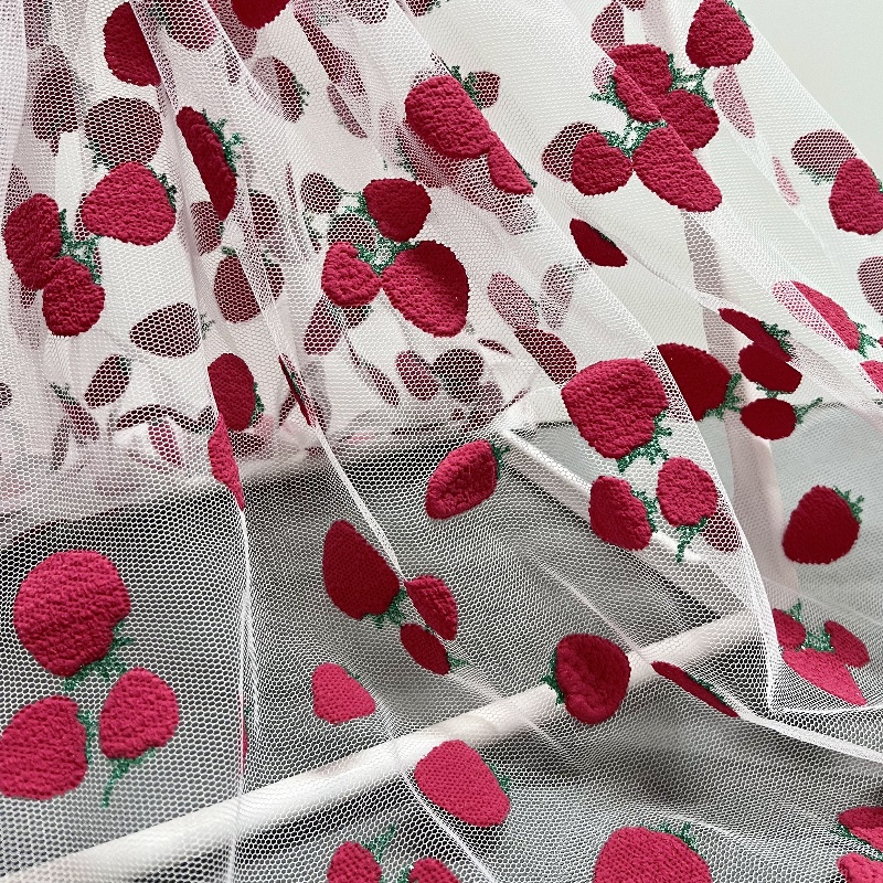 Tul de Fresas Frescas Flocadas - 1